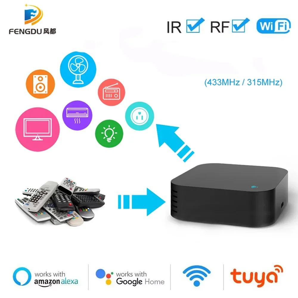 Tuya Smart IR-Fernbedienung, integrierte WiFi-RF+IR-Fernbedienung für TV-DVD, funktioniert für Google Home