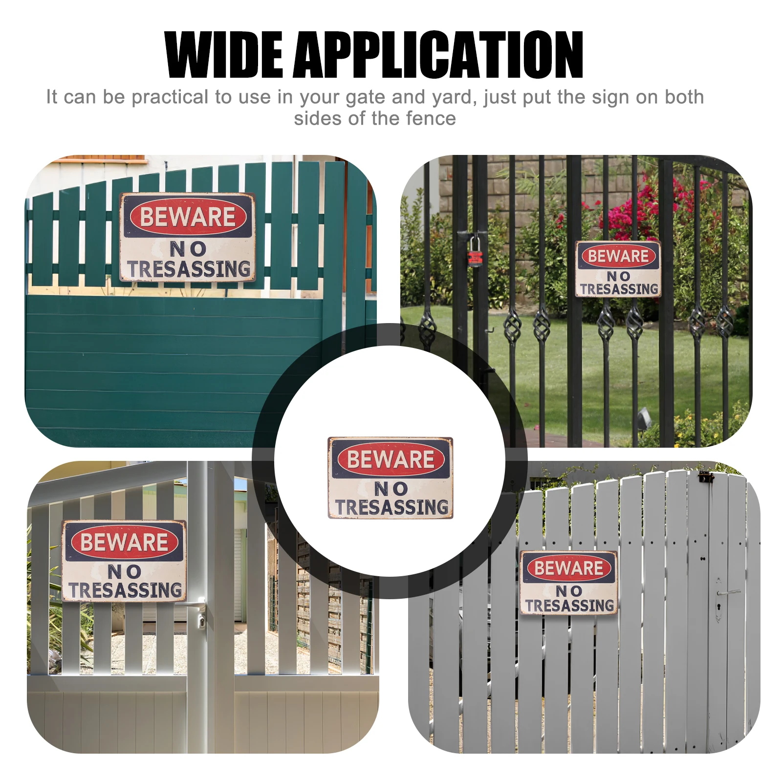 

Warning Sign Decoration Paintings Retro Garden Outdoor Caution Halloween Gate Signs Iron Property and Security Stop Room Metal