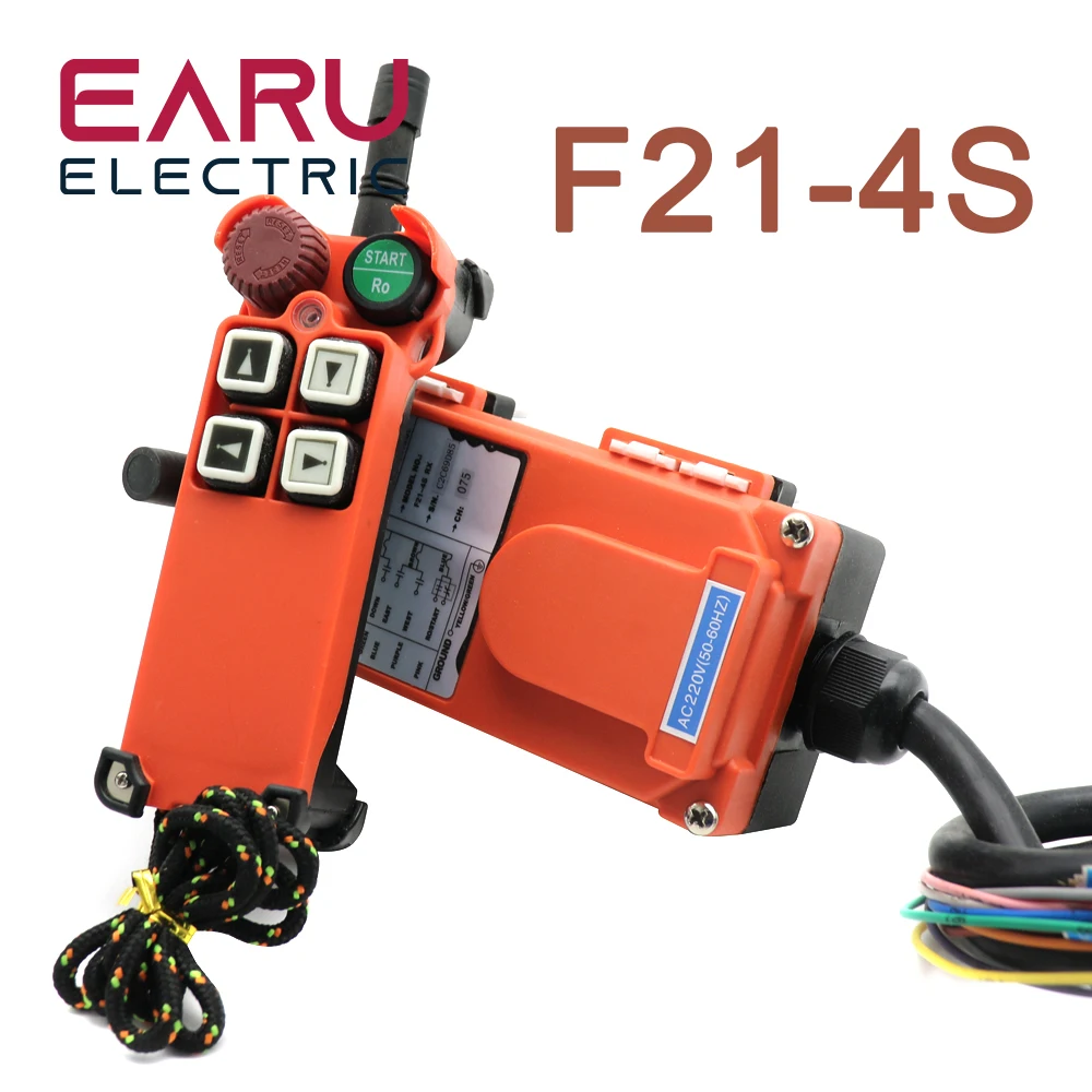 

12V 24V 110V 220V 380V Channel Industrial Wireless Radio Remote Controller Switch Crane Hoist 1 Receiver+ 1 Transmitter F21-4S