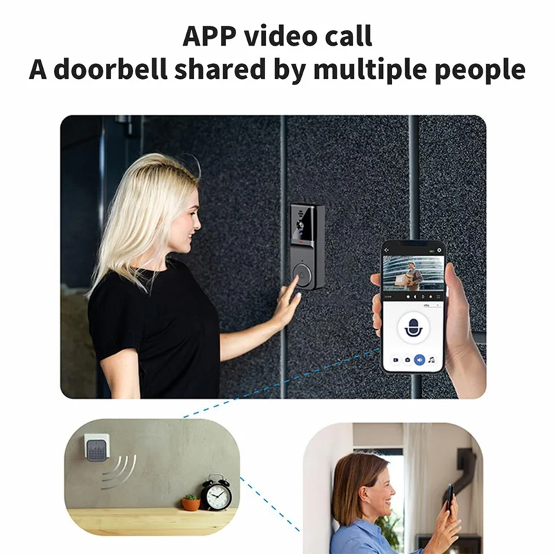 Дверной звонок Беспроводной звонок с камерой Дверной звонок Камера Беспроводная камера Дверной звонок Беспроводной без подписки-ABJU