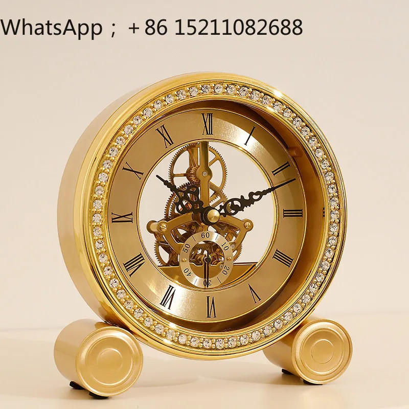 SCY light luxury brass desk clock pendulum clock fashion creative personality living room desktop clock silent ornament