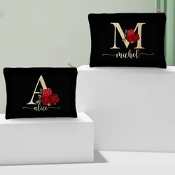 Luxury Personalization Name Makeup Pouch Rose Gold Initial Cosmetic Case Bridesmaid Travel Toilet Bag Bachelorette Party Gifts