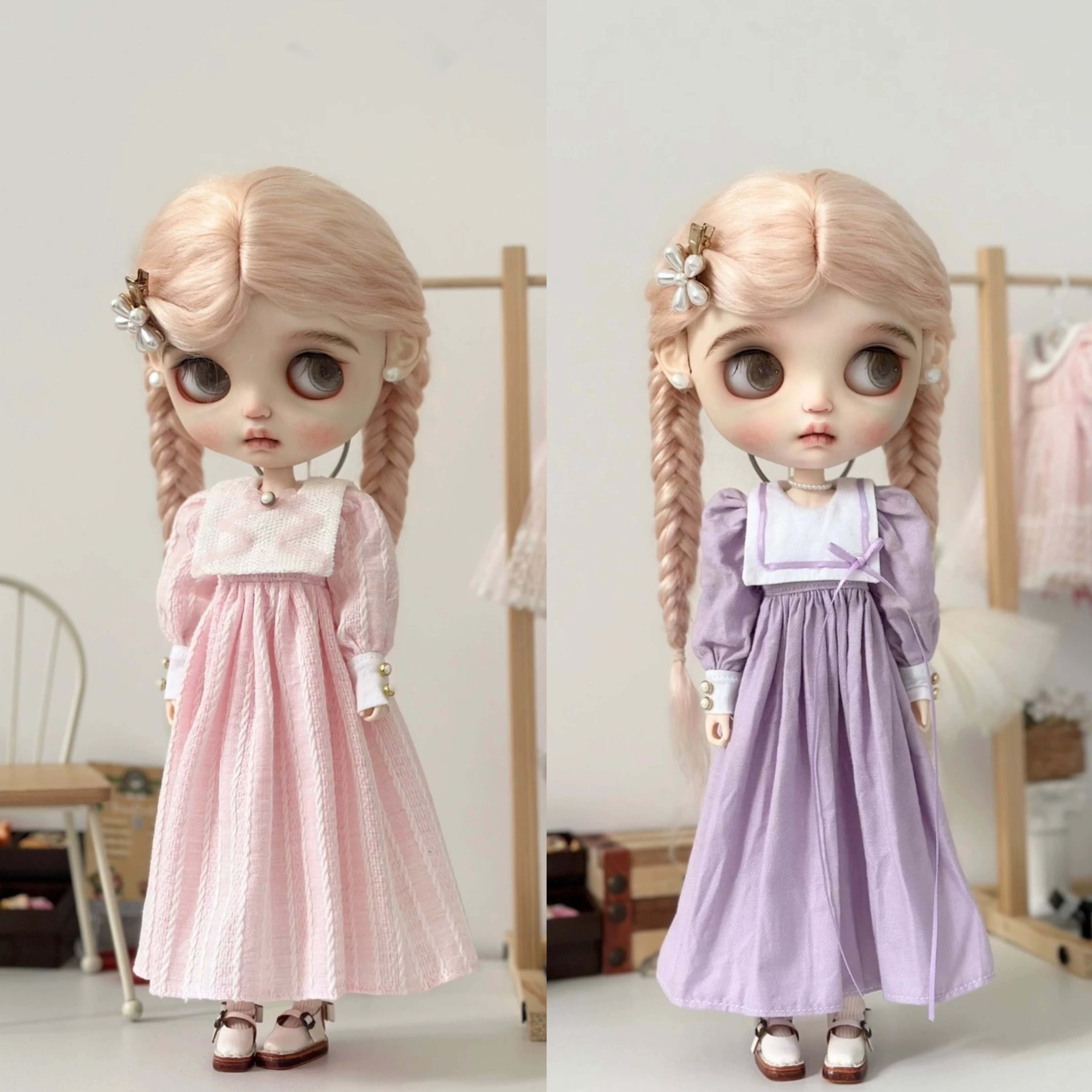 

Dula Doll Clothes long dress, pink and purple Blythe Landoudou Landazz ob24 ob22 Azone Licca ICY Doll