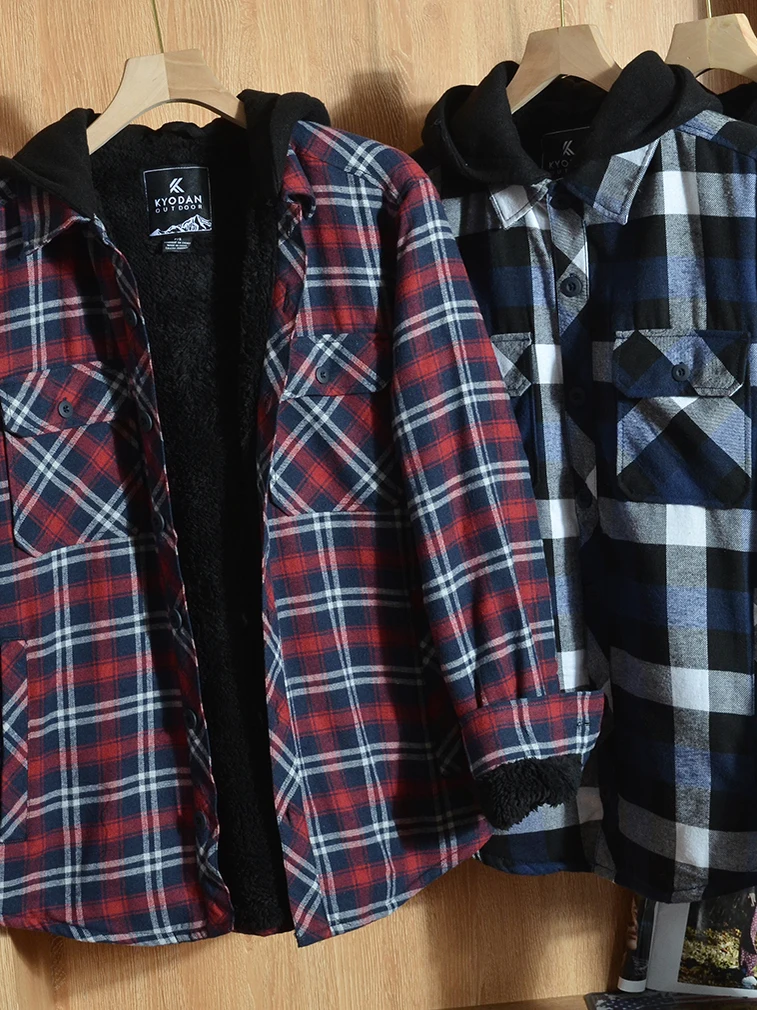 

Мужская зимняя куртка для активного отдыха с капюшоном, в клетку, с длинными рукавами, из дышащего полиэстера, утепленная флисом