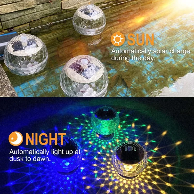 Floating Pool Lights, Solar Pool Lights With RGB Color Changing Waterproof Pool Lights That Float , For Garden, Backyard