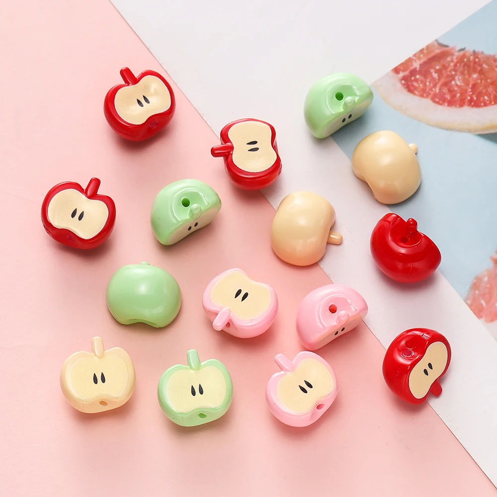 10Pcs 18x16mm Acrylic Beads Fruit 3D Apple shape Loose Spacer Beads For Jewellry Making Diy Necklace Bracelet Accessories
