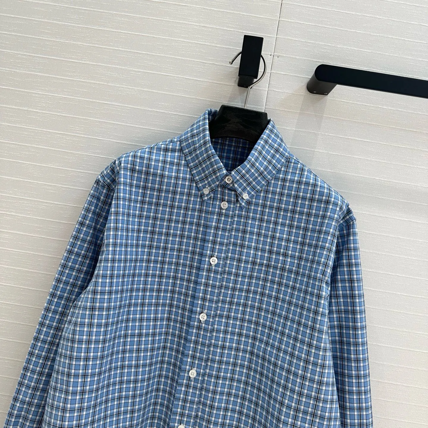 2025  Style Blue Checkered Short Shirt Retro College Style Artistic Girl Style Temperament VersatileTop