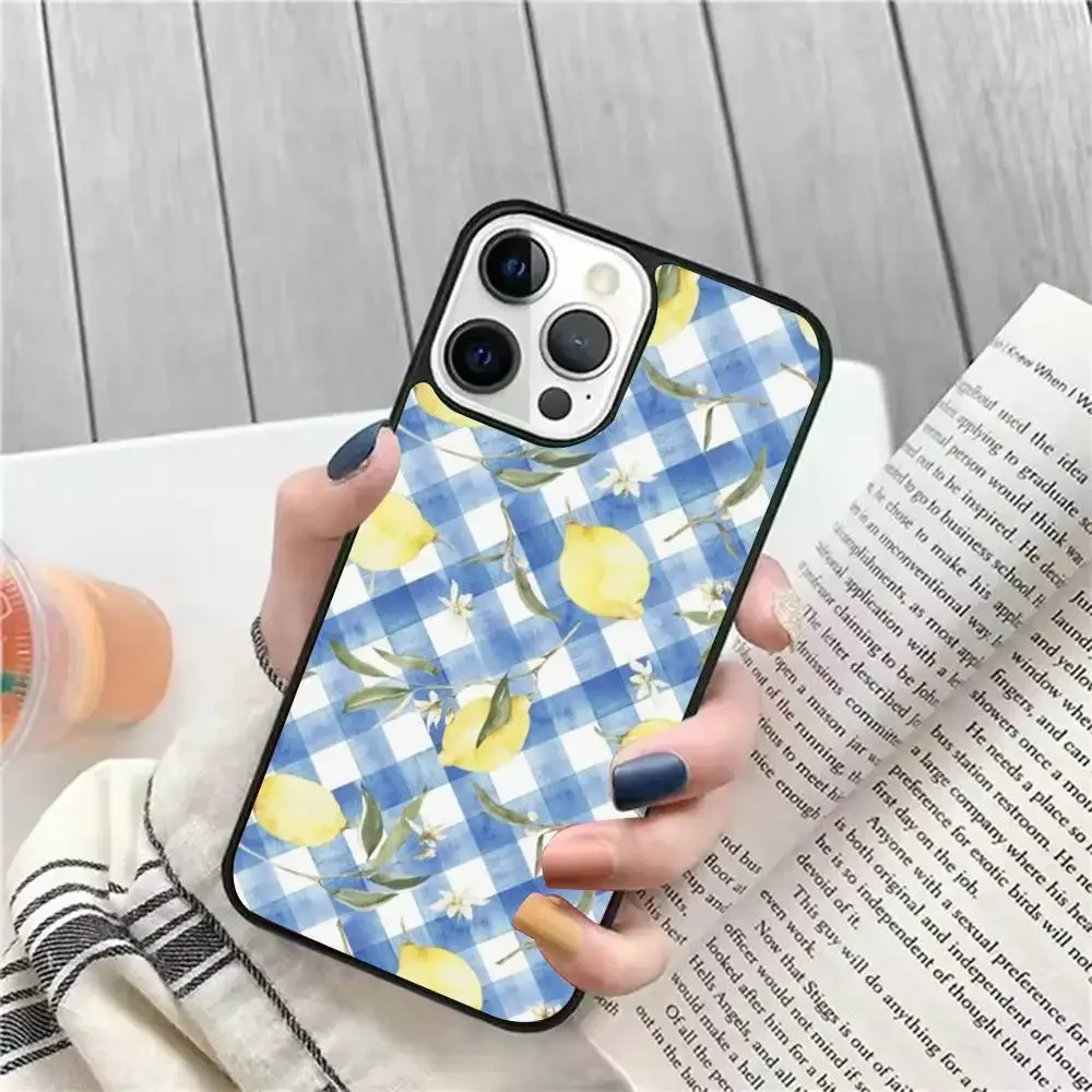 Casing Ponsel Buah Musim Panas Segar Lemon Ceri Untuk IPhone17 16 15 14 13 Pro Max Plus Mini Magnetik Magsafe Pengisian Daya Nirkabel