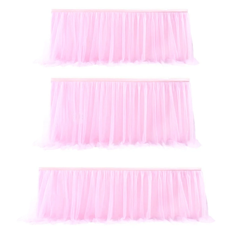 Tulle Table Skirt Table Cover Pink Birthday Wedding Decor Table Cloth Cake Dessert Arrangement