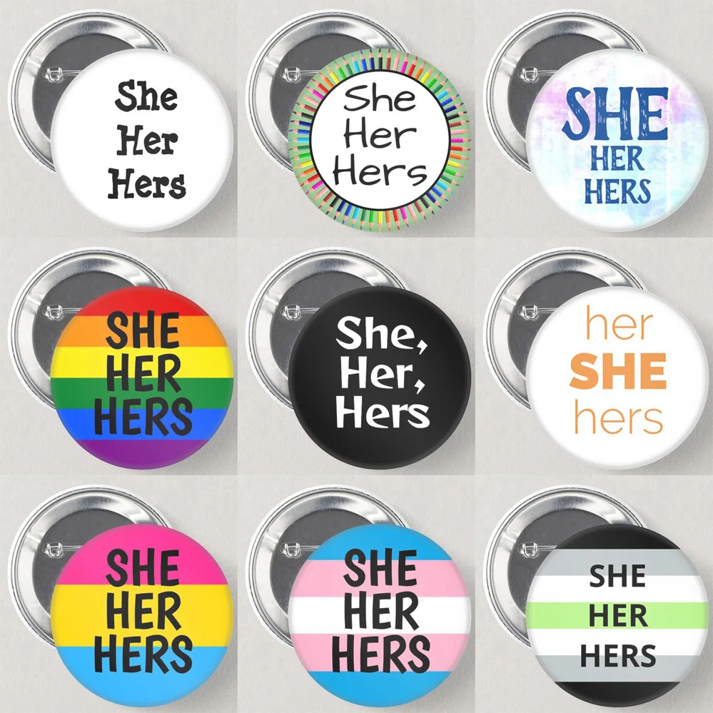 58mm Women Men Gender Choose Pin Badge Brooches Rainbow LGBT Group Pins Button Lapel Pinback Badge School Bag Decor Jewelry Gift