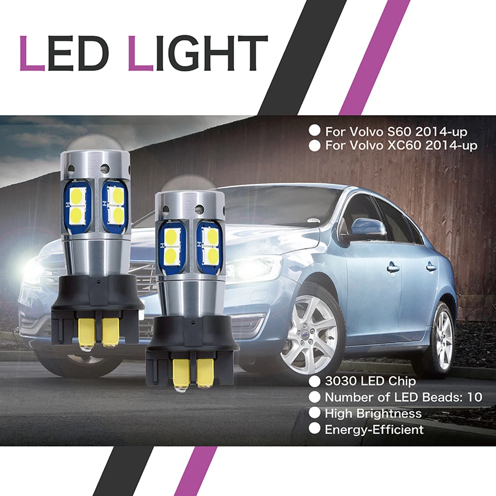 2Pcs Led Car Drl Li…