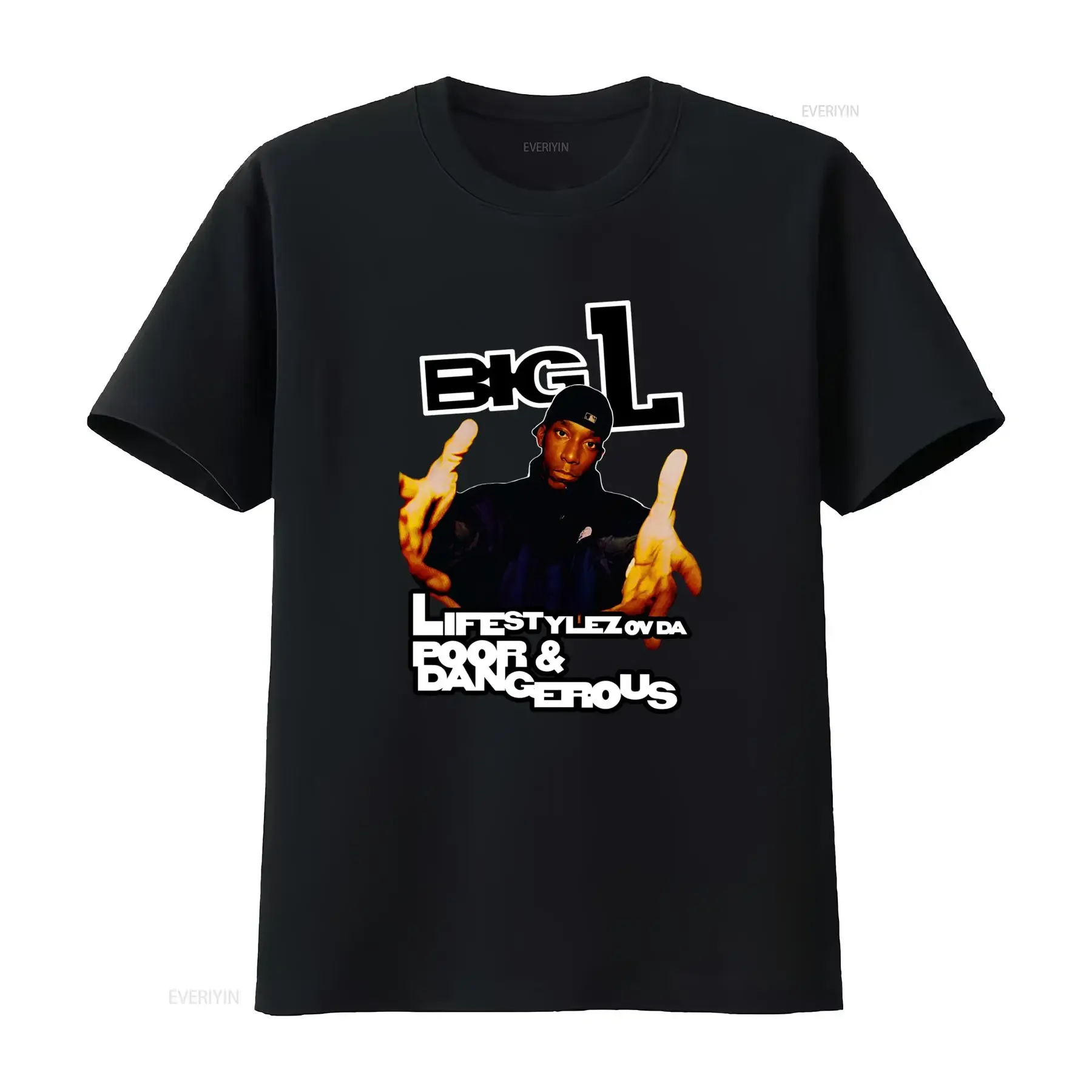 Camiseta Big L Lifestylez Ov Da Poor Dangerous Heavyweight, Estilo Hip Hop, Rap, Streetwear, DITC, Vintage, Lavada, Ligeramente Elegante