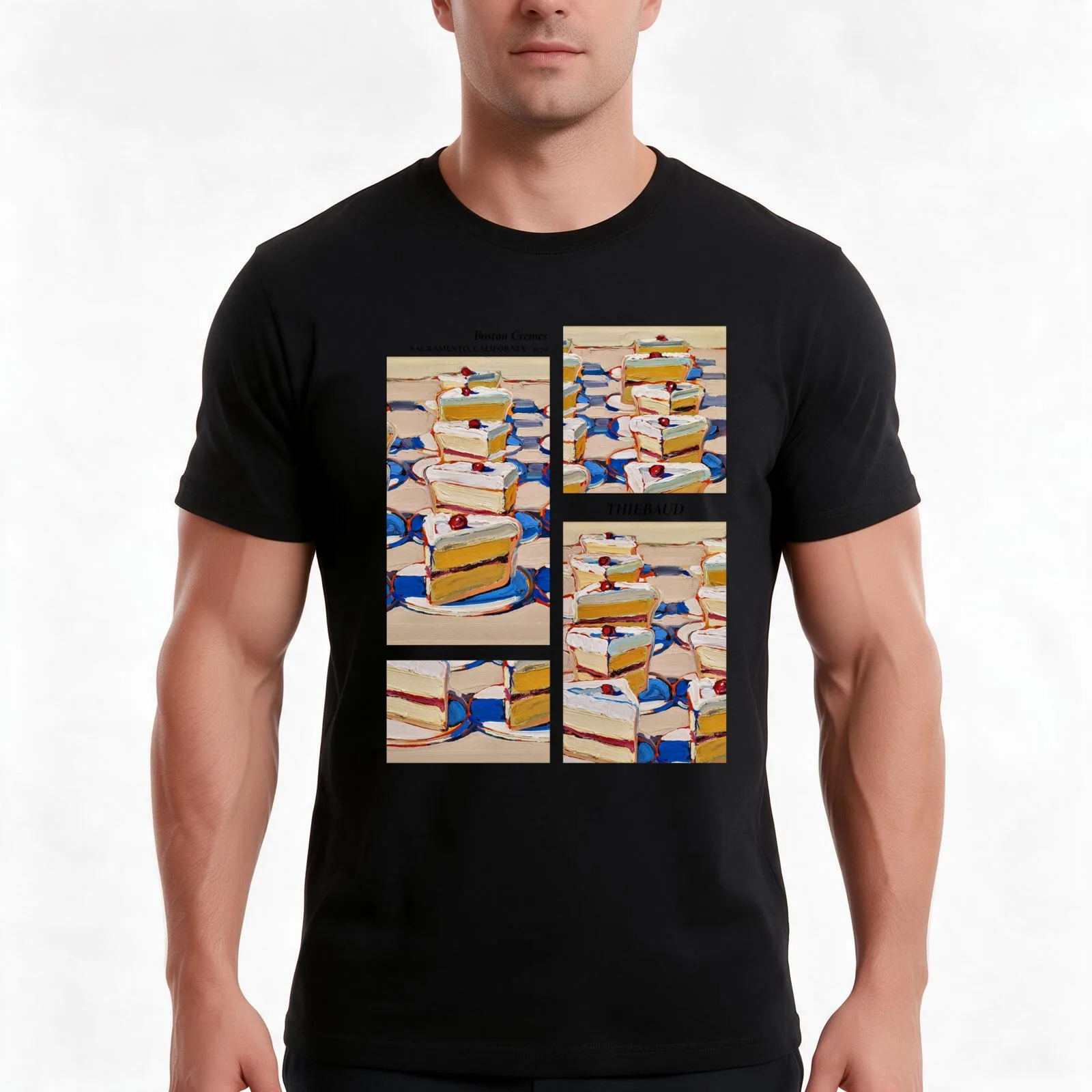 Wayne Thiebaud vintage painting boston cremes T-Shirt, Summer Casual Cotton Tee, Oversized Streetwear Tops, Unisex Men Women