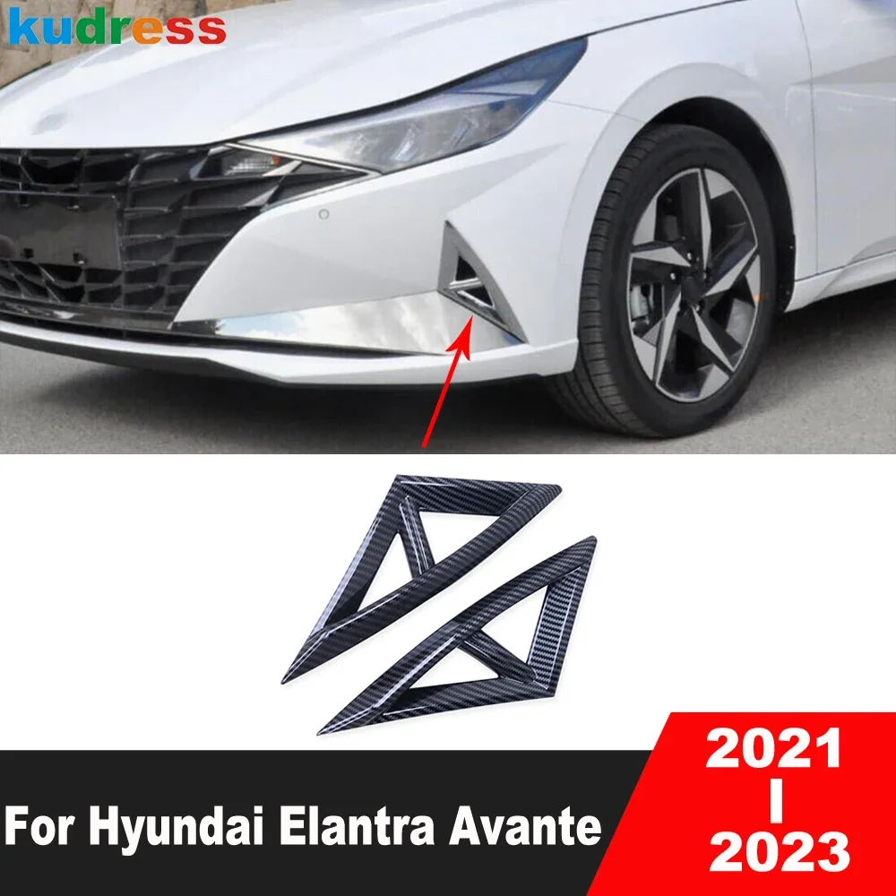 

Front Fog Light Lamp Cover Trim For Hyundai Elantra Avante 2021 2022 2023 Carbon Fiber Car Accessories Head Foglight Bezel Trims
