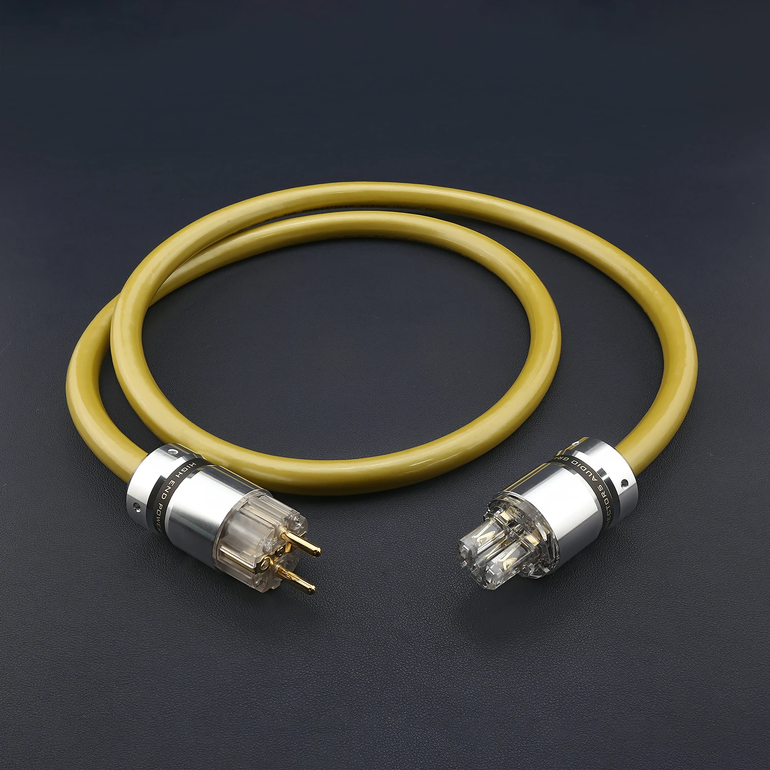 HiFi Power Cord Gold Plated EU Schuko Male Plug to IEC C13 Female Aluminum Cable for Amplifier CD Player DAC 0.3-3m