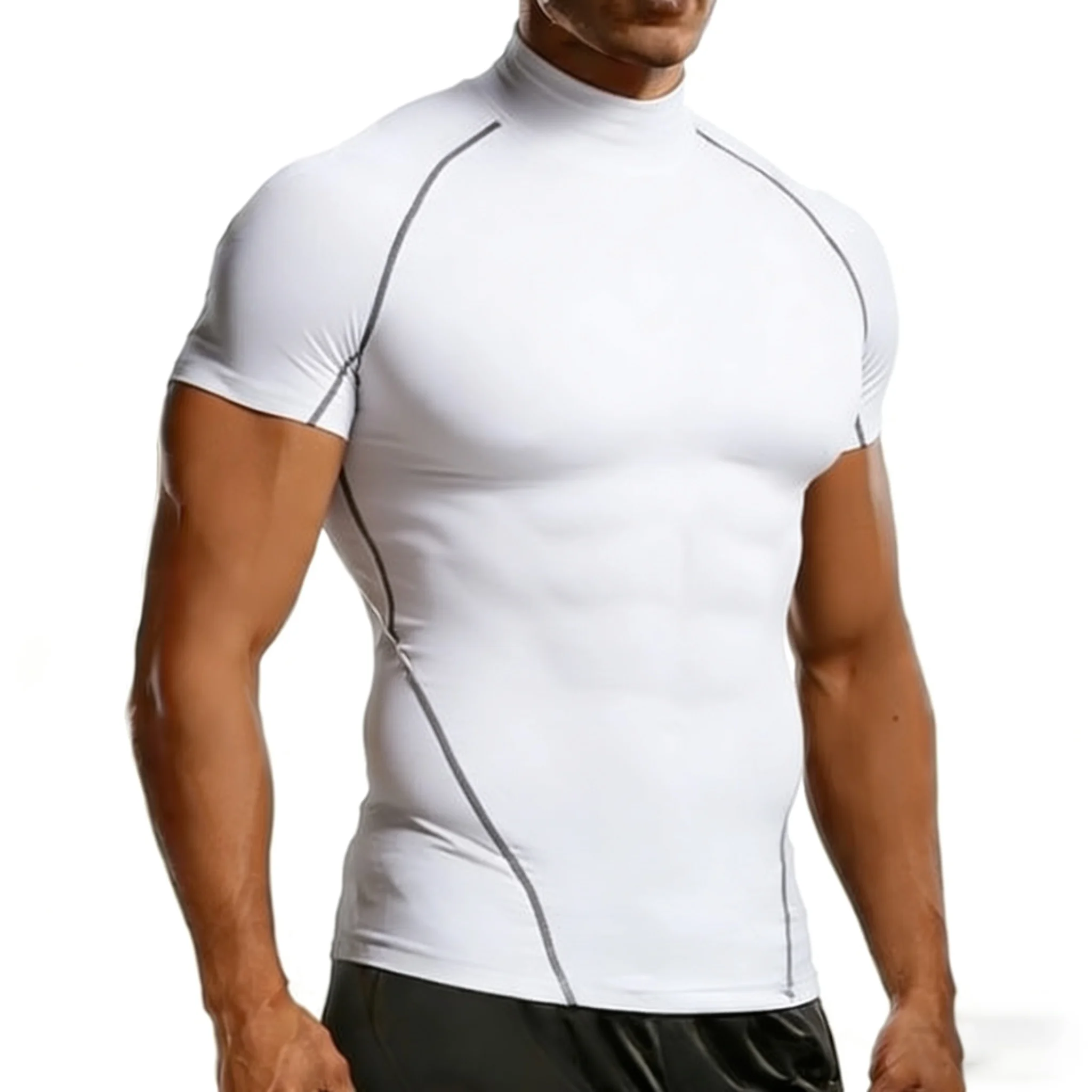 Men's Sport T Shirt Summer Compression Tops Tee Skinny Tights Gym Fitness Tshirt Workout Training Clothing Running T-Shirt Men
