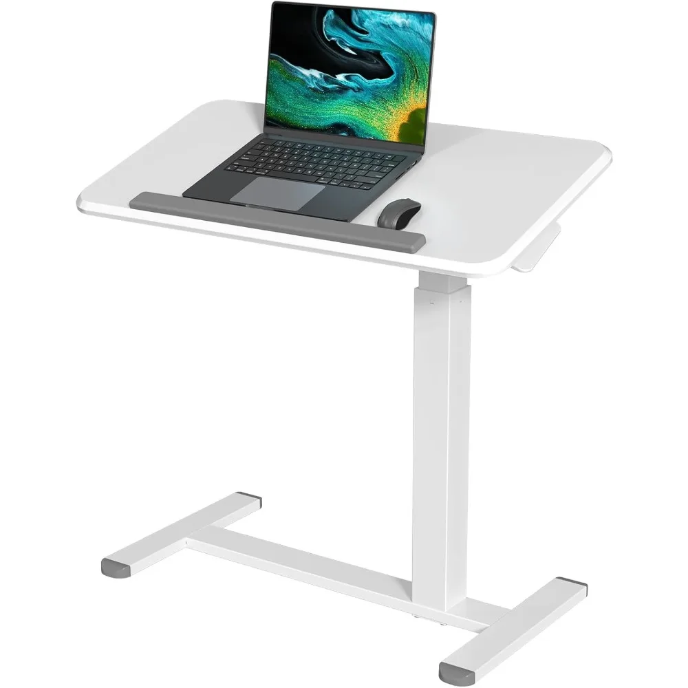 Rolling Laptop Desk, 180° Tiltable Mobile Standing Desk Height Adjustable, Overbed Bedside Table, Portable Computer Desk