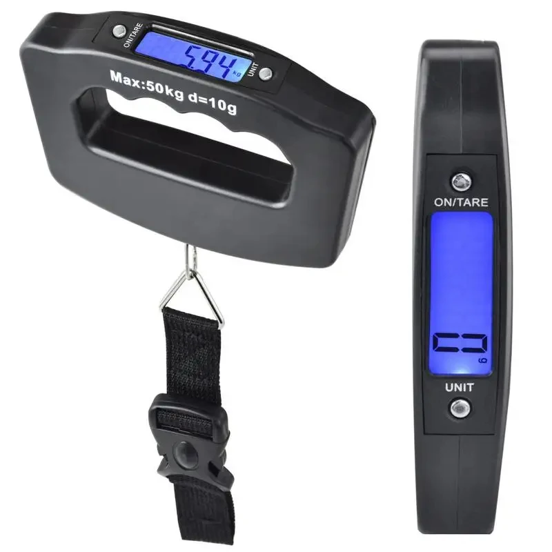 50Kg 10g Portable Hanging Scale Electronic Weighting Luggage Scale Fish Hook Digital Scale LCD Backlight Display Balance