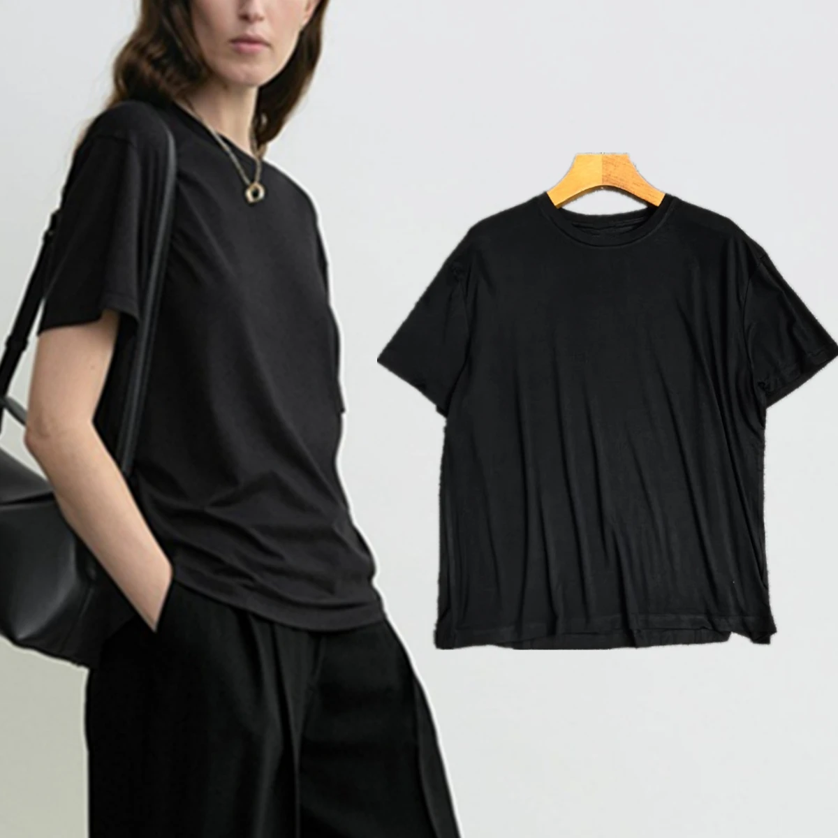 

Maxdutti French Fashion Lady Solid O-neck T-shirt Woman Clothes Minimalist Female Clothing Summer Women's Short Sleeve T-shirt