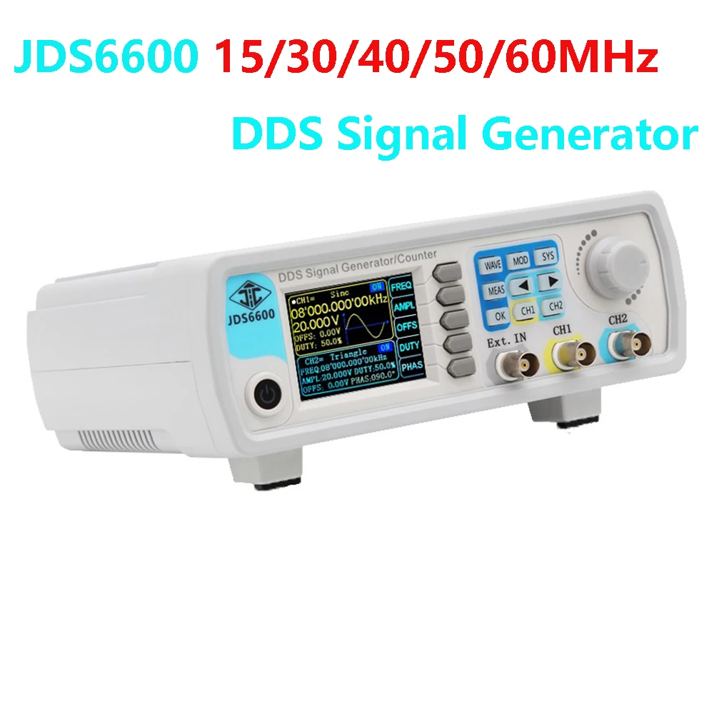 

JDS6600 15/30/40/50/60M Dual CH DDS Signal Generator/Source Frequency Meter Counter Function Arbitrary Waveform Pulse Generator