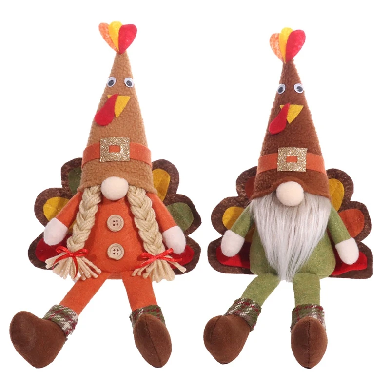 Gnome Plush Turkey Ornament Handmade Swedish Mr & Mrs Fall Gnomes For Home Autumn Harvest Party Supplies Decorations Durable