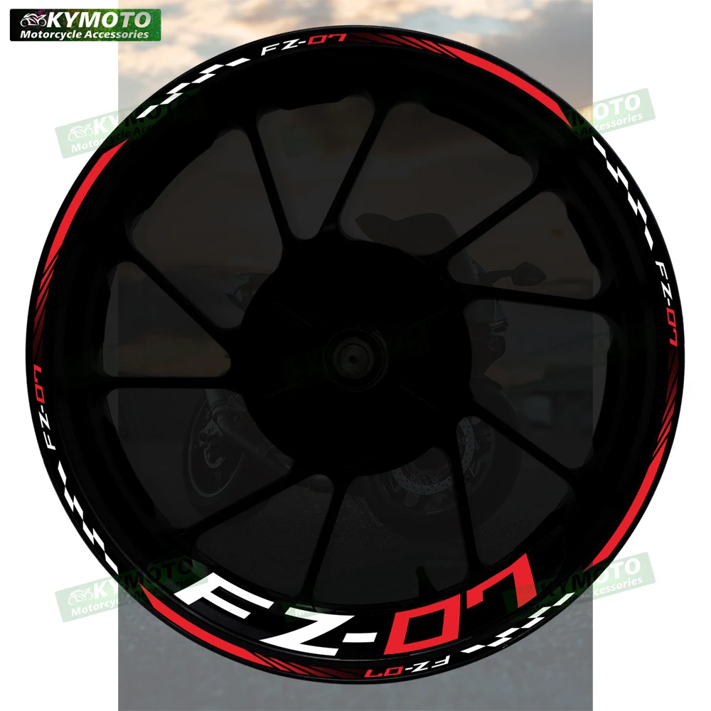

Для FZ-07 FZ07 аксессуары для мотоциклов 17-дюймовые наклейки на передние и задние колеса обтекатель ступицы светоотражающий обод в полоску наклейка украшение