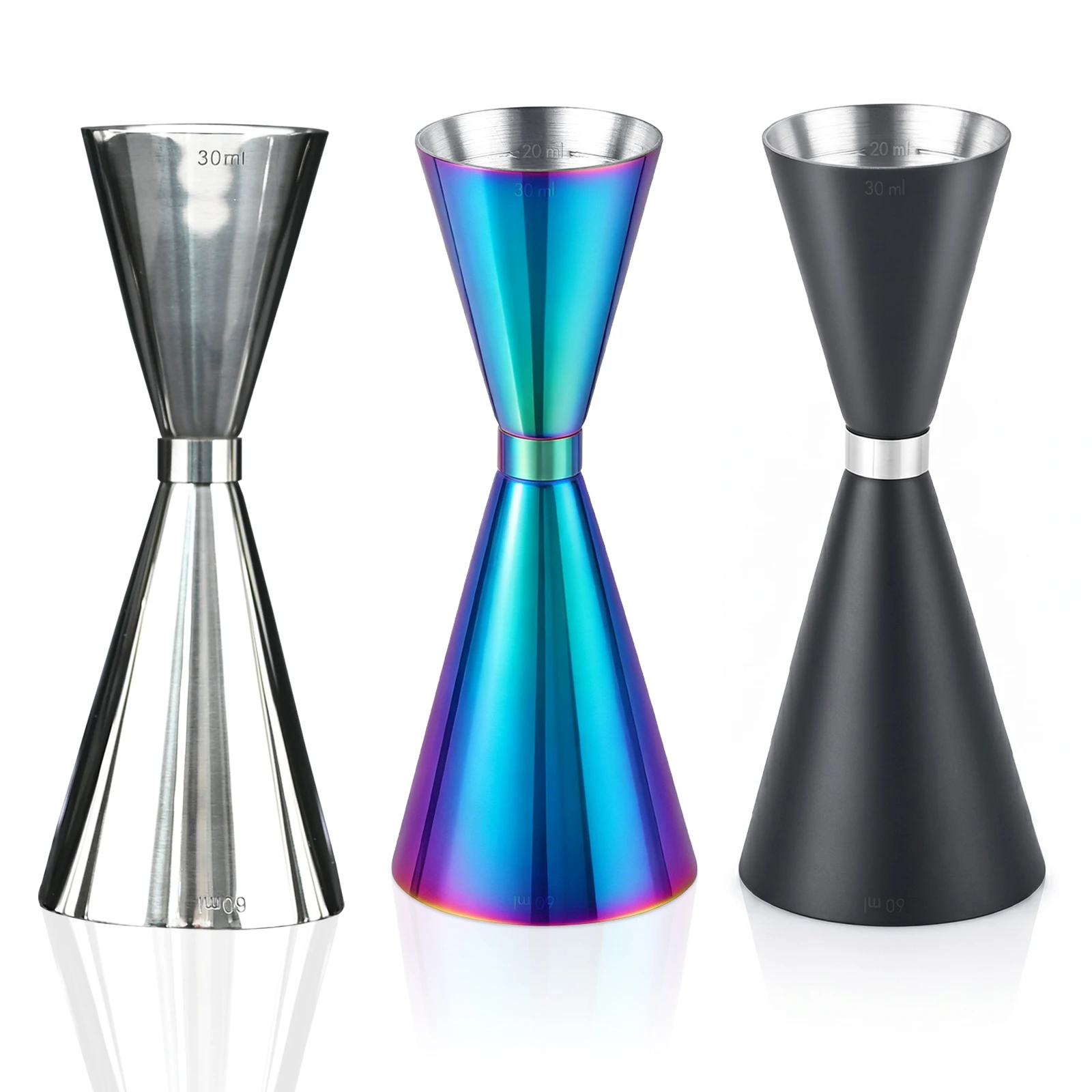 Silver Ring Stainless Steel Cocktail Double Jigger Bar Spirit Measuring Cup For Home Bar Party Club Accessories Barware Tools