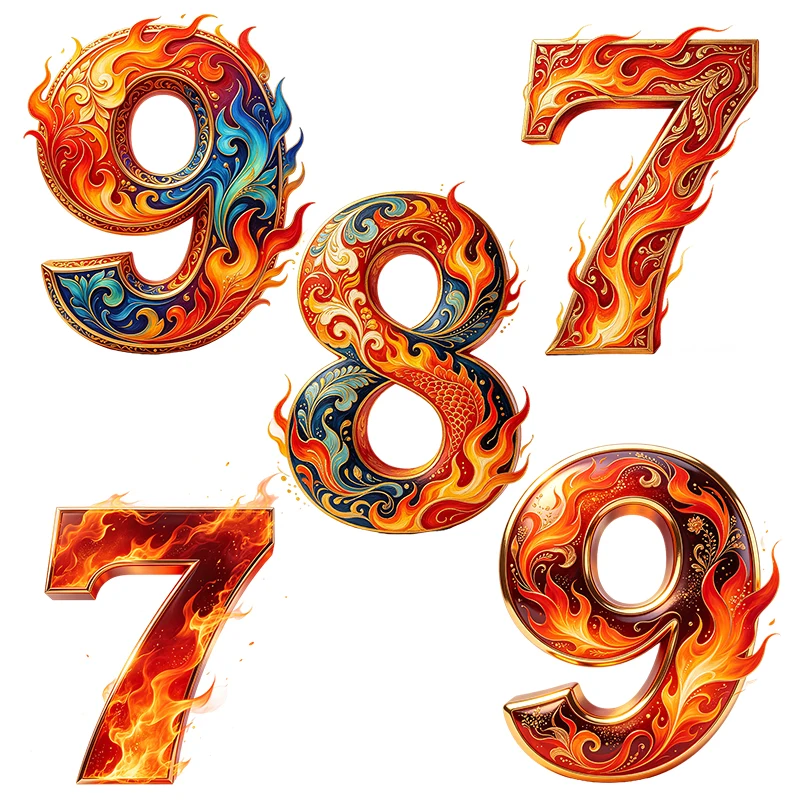 Three Ratels CAB114 Flame colored digital 7/8/9 art stickers for home wall stickers Computer stickers Motorcycle car decal