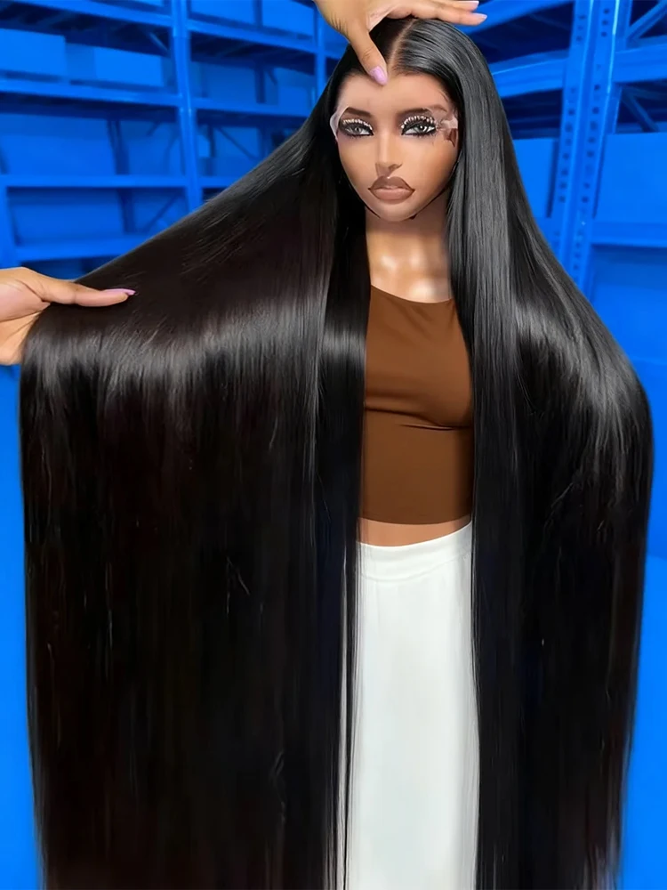 36 40 Inch 13x4 Lace Frontal Human Hair Wigs For Women Breathable Invisible 300% Density 13x6 Bone Straight Transparent Hd Lace Front Wig Silky Straight Brazilian Hair Wigs Natural Hairline with Preplucked Baby Hair