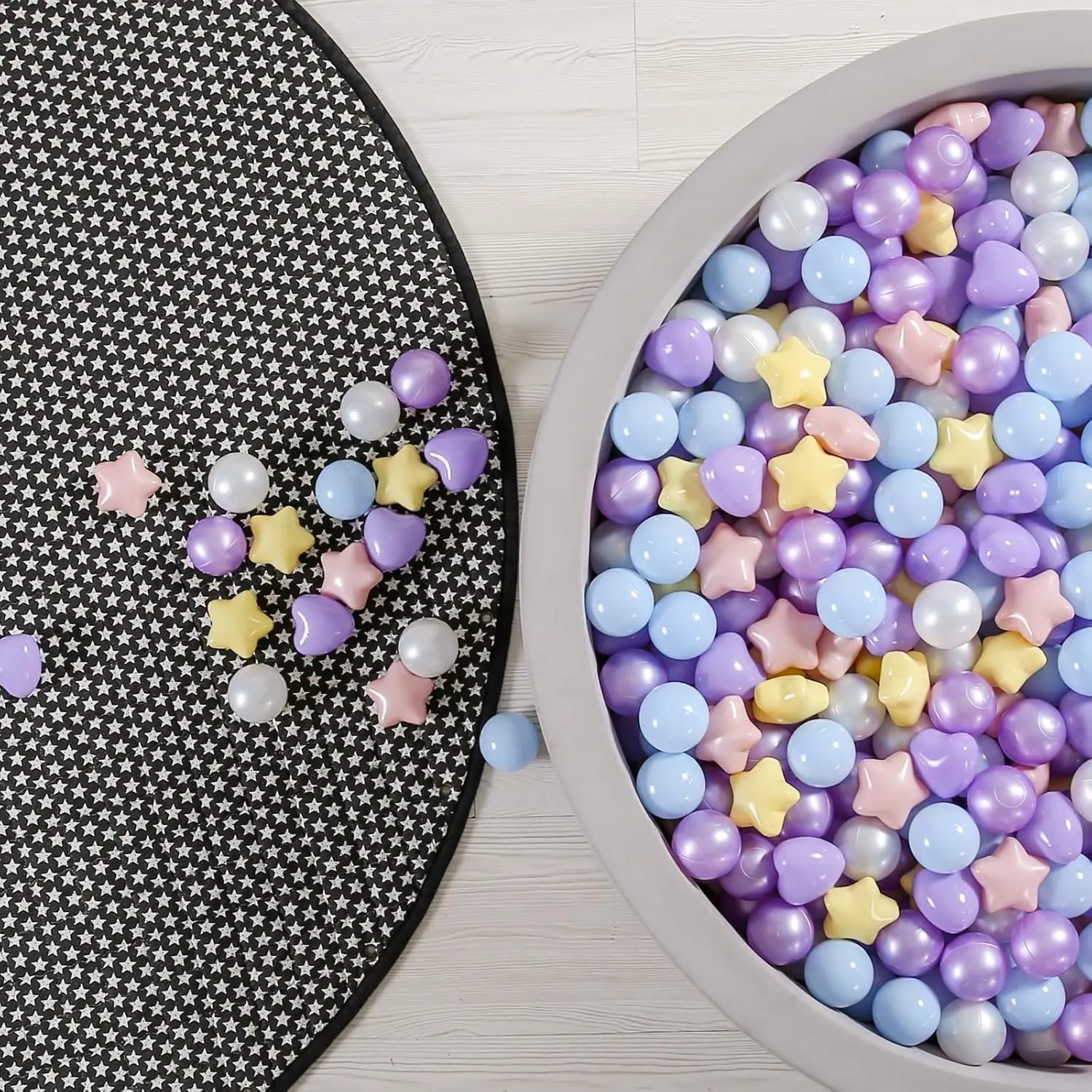 50 stuks Star Ball Pit Ballen voor Ballenbak, Paars Roze Blauw Geel, Crush-Proof Kleurrijke Play Plastic Ballen voor Kerst Decor