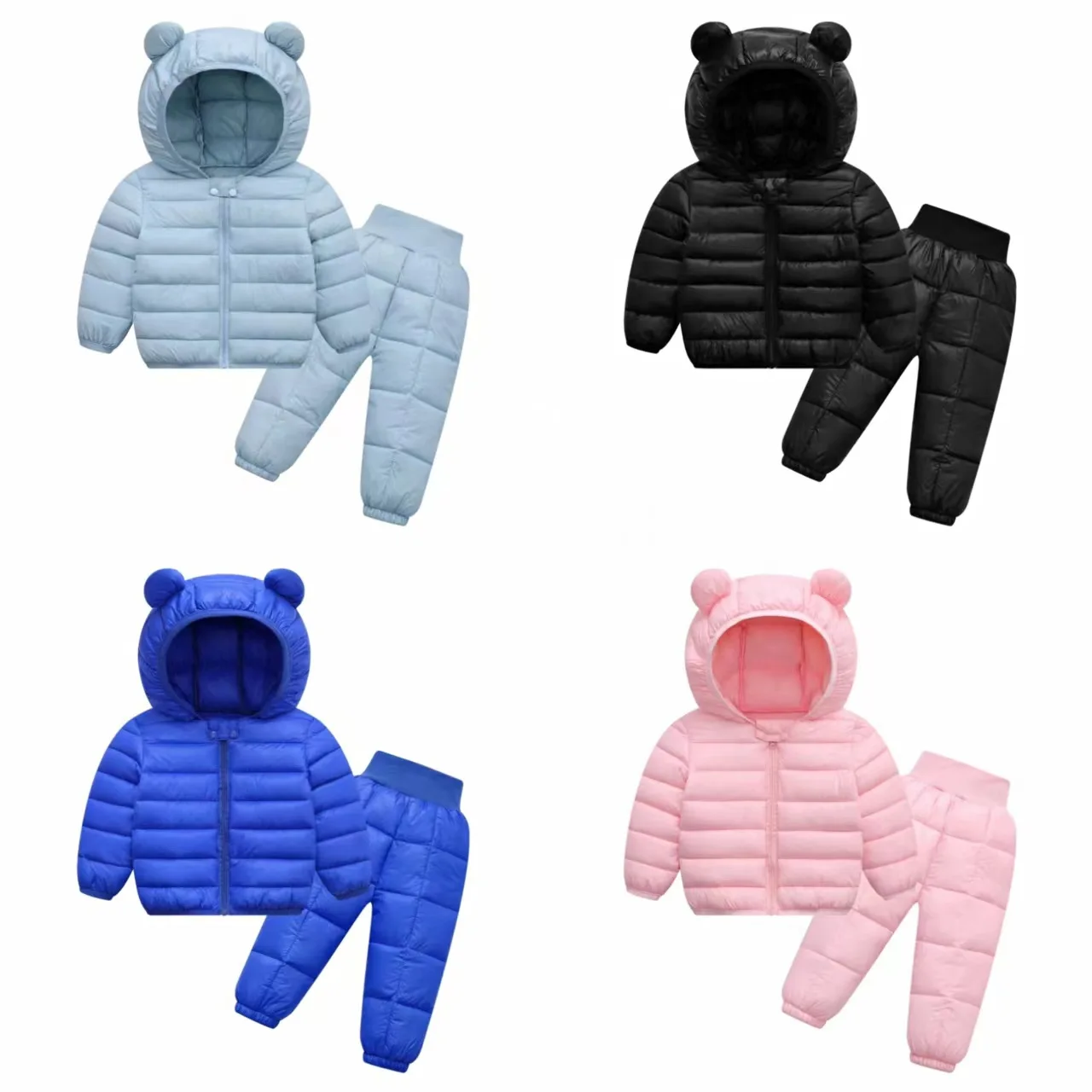 

Winter Down Clothing Sets Autumn Baby Boys Girls Cotton Hooded Down Jacket + Pants 2Pcs For Kids Snowsuit Warm Costume 1-5 Years