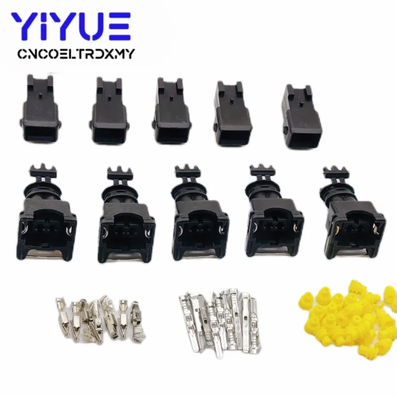 5 Sets  Female And Male 2Pin Wire Connector For Tyco JPT Style 3.5mm Series Waterproof Connectors Includes Terminals and Seals