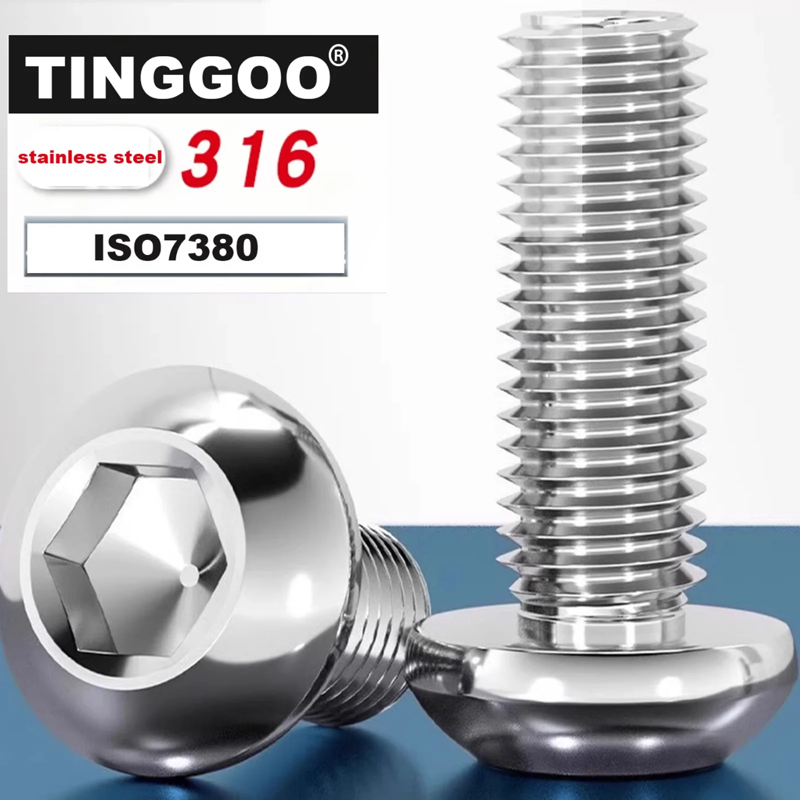1/2/3/5/50pcs 316 A4-70 Stainless Steel Hex Hexagon Socket Button Round Head Screws Bolts M2 M2.5 M3 M4 M5 M6 M8 M10 M12 ISO7380