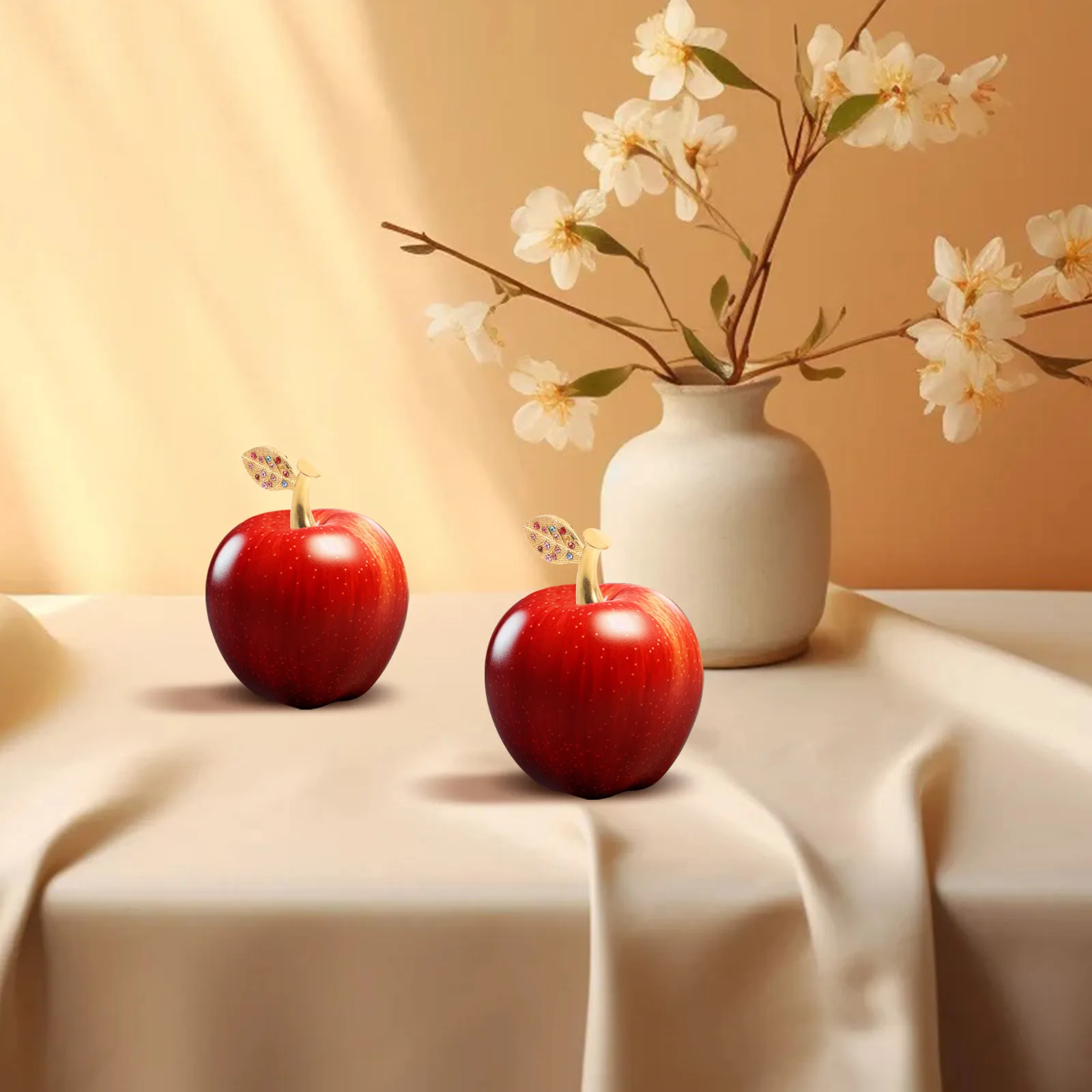 

3Pcs Crystal Apple Leaves DIY Christmas Craft Materials Decorative Artificial Apple Leaves Simulation Fruit Decor Xmas