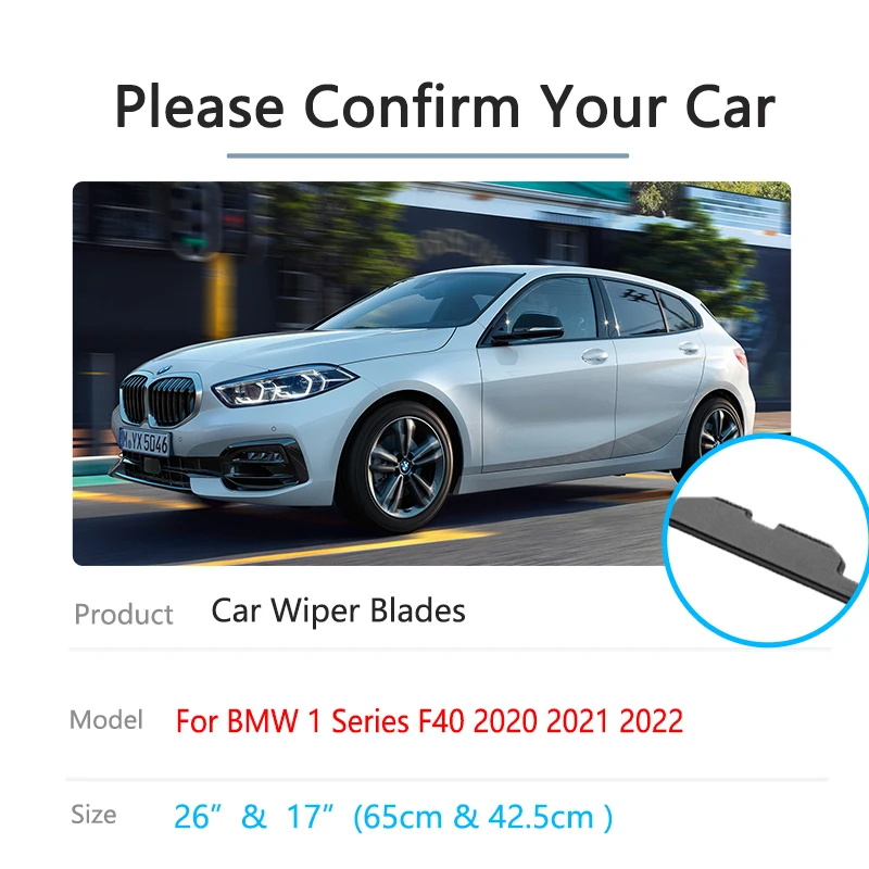 For BMW 1 Series F40 2020 2021 2022 Front Rear Wiper Blades Set Brushes Cutter Cleaning Window Washers Hatchback Car Accessories