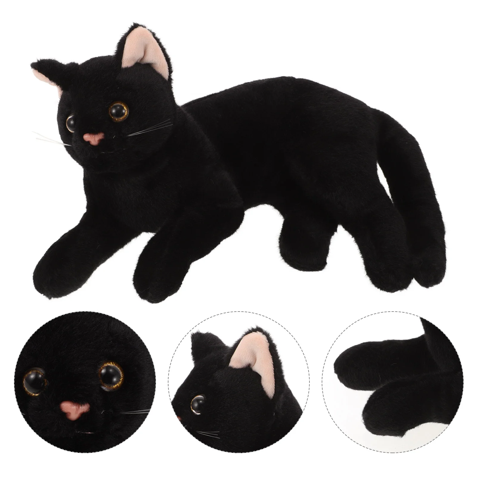 Gato brinquedo de pelúcia animal de pelúcia fantoche brinquedos animais pretos realista longo travesseiro halloween travesseiros bonito decoração