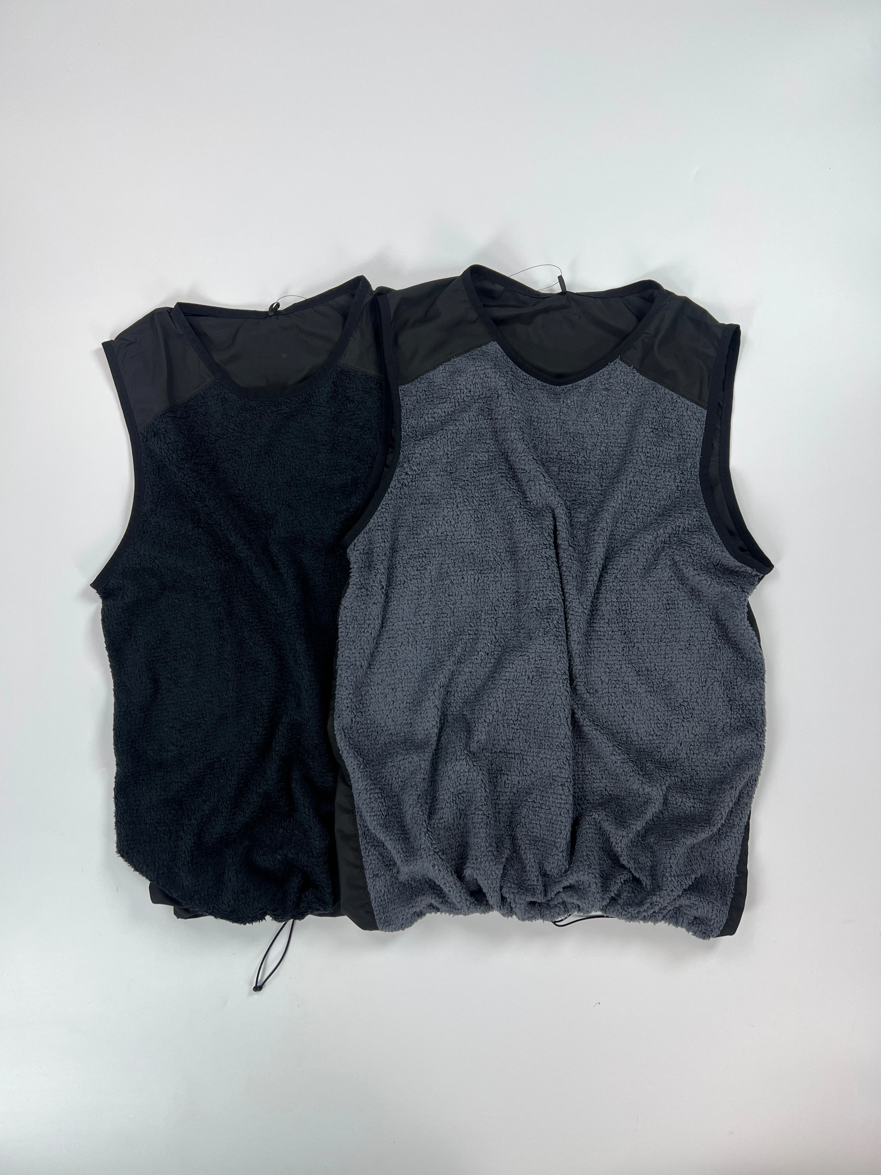 Warm Fleece Vest Lightweight Casual Outdoor Sport Inner Wear Thin Splicing Design Nylon  round Neck No Pocket Men's Vest