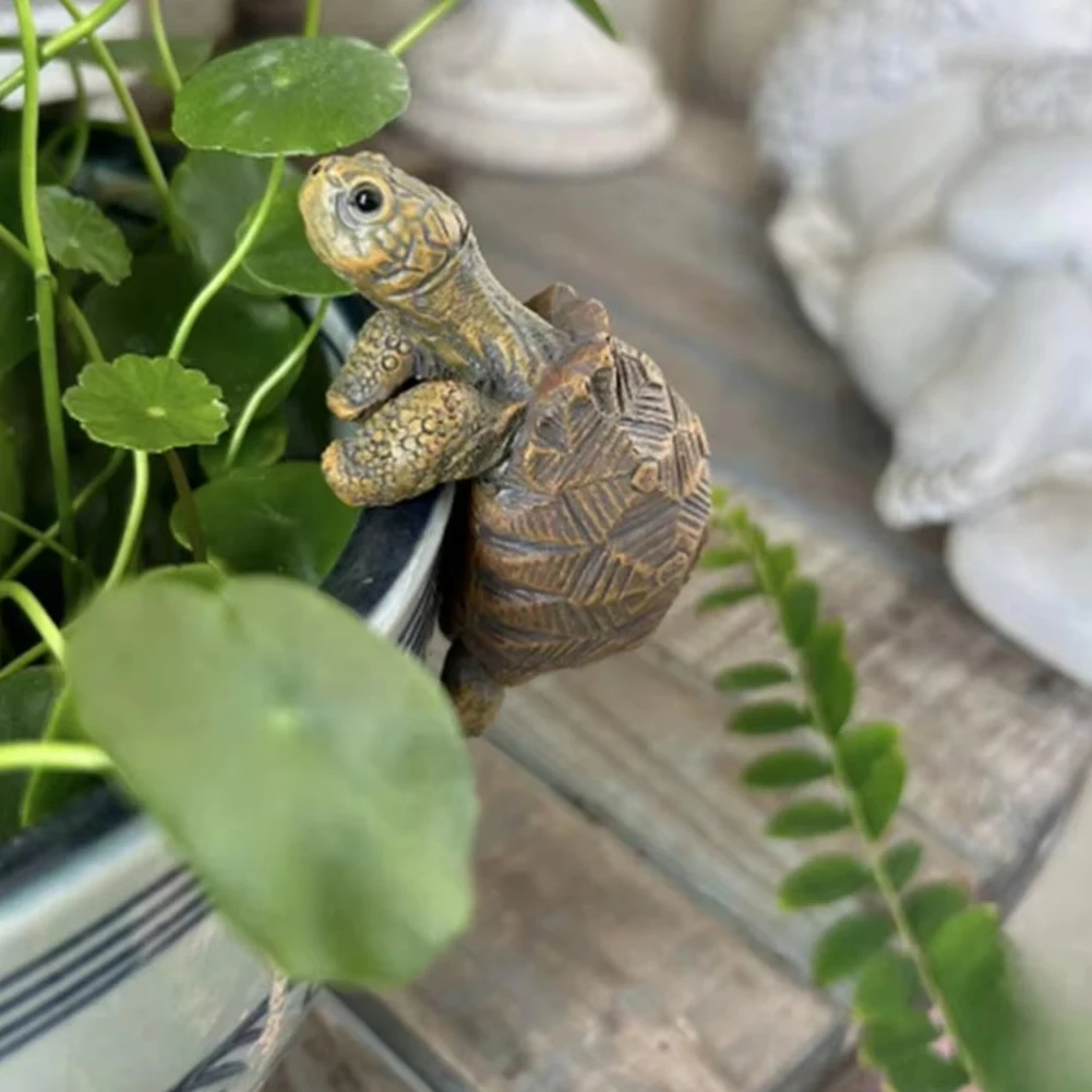 

Tortoise Figurine Turtle Statue Decorative Turtle Hanging Ornament Planter Edge Decor Mini Tortoise Sculpture for Vase Fish Tank