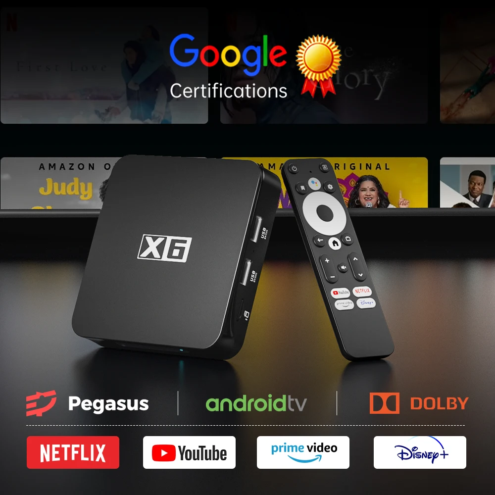 KINHANK X6 Amlogic S905Y4 Android 11 TV Box smart 4K for Netflix 2GB 16GB Doby Atmos 100M LAN set-top box Audio Midea Player