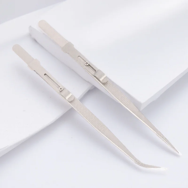 

2Pcs Multi-Purpose Stainless Steel Tweezers Precision Adjustable Jewelry Laboratory Medical Craft Non-Corrosive Antistatic