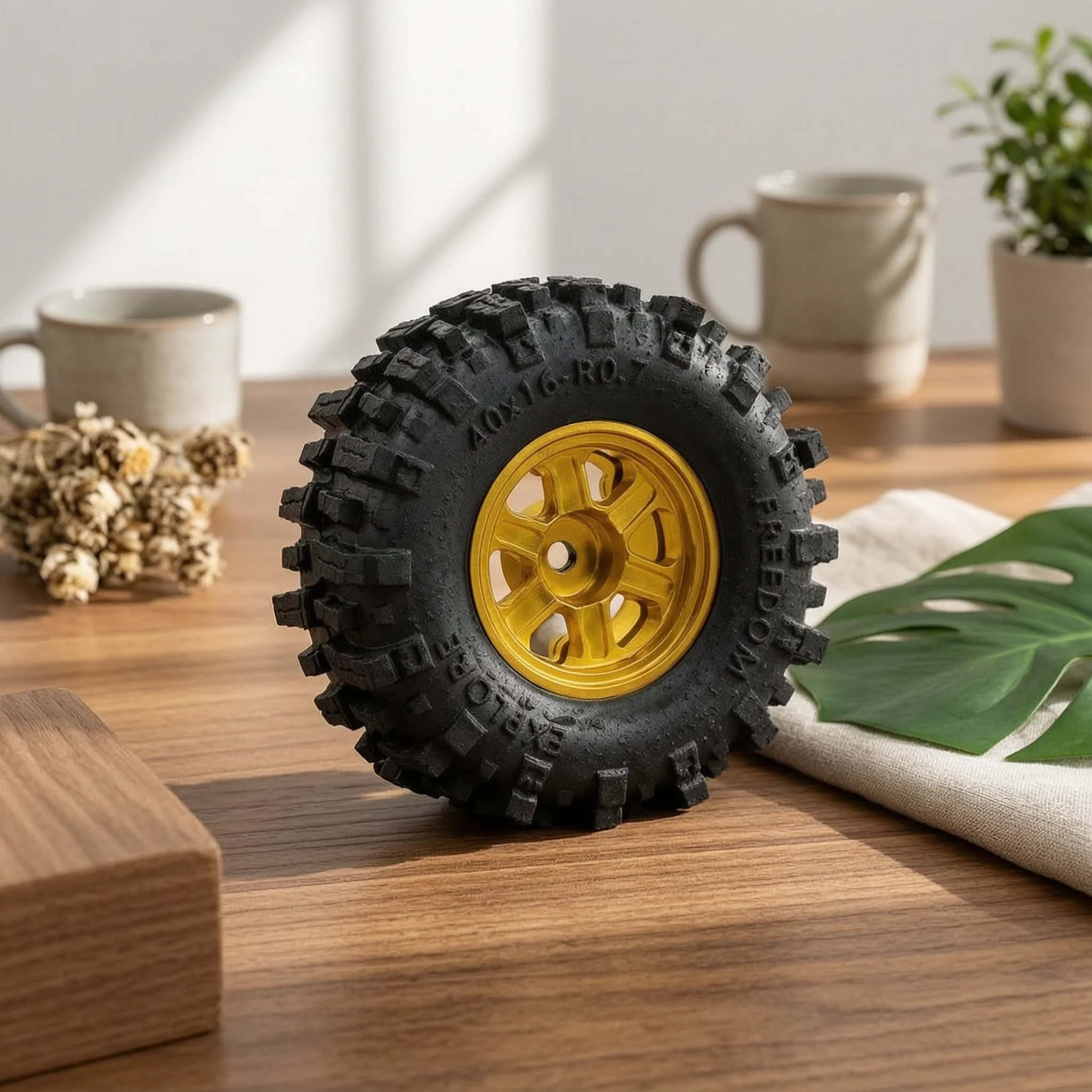 4 Pieces 1/30 Rc Wheel Tire Direct Fit 0.7 Inch Rc Rim Tire All-Terrain-Road Truck Wheel Set Long-Lasting Aluminum Beadlock