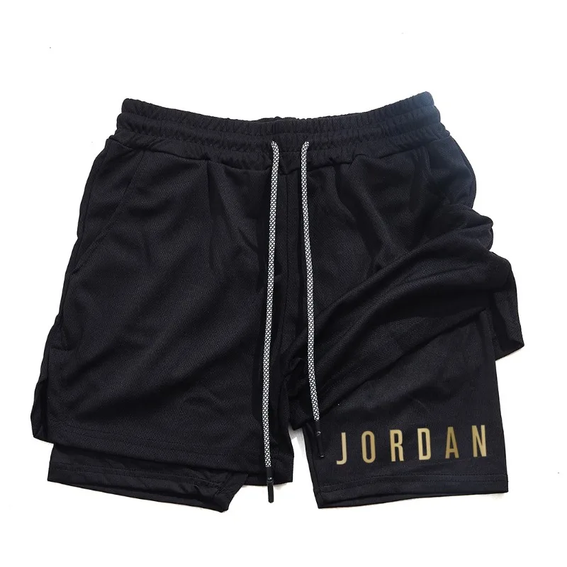 Men's double-layer sports shorts, sports shorts suitable for both running and training.