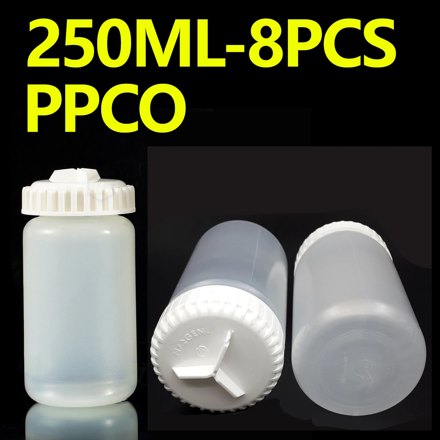 زجاجة طرد مركزي عالية السرعة 250 مل مادة ppco عالية السرعة زجاجة عينة الطرد المركزي مقاومة درجات الحرارة العالية 8 عبوات