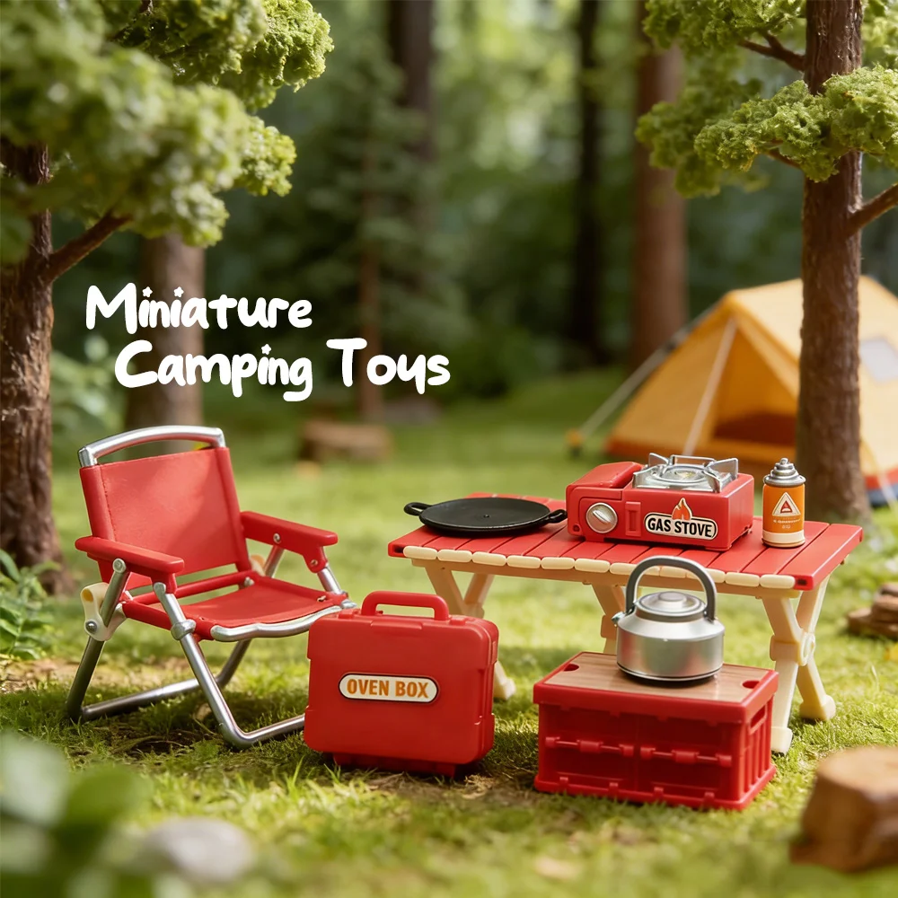 Miniature Camping Picnic Model Set, Dollhouse Accessories, DIY Craft Decorations, Photography Props, Tiny Landscape Ornaments