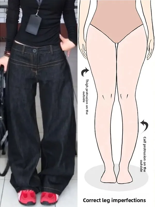 

American Retro Loose Jeans Women's 2025 New Style Slimming Wide Leg Floor-Length Pants for Pear Shaped Body High Waist Long P...