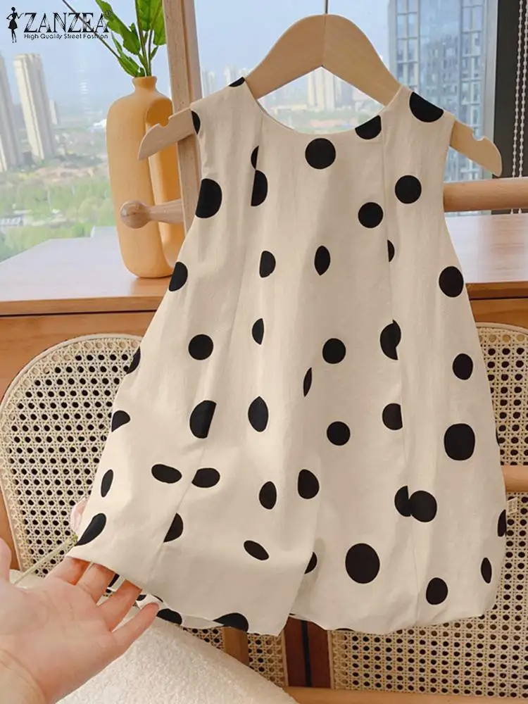 ZANZEA Summer Sleeveless Polka Dots Tanks Tops Vintage Camis Women Blouse Fashion Loose Work Shirt Female Beach Blusas 2024