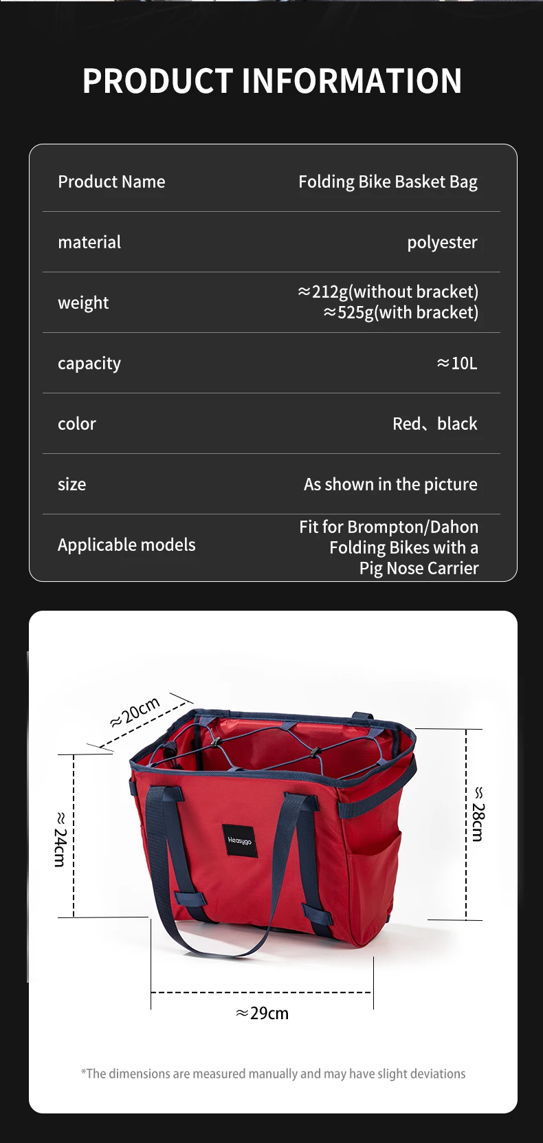 Brompton Faltrad 2602 Kleiner Mini-Vorderkorb Wasserdichte Abnehmbare Handtasche mit Schweinsnase-Adapter – Detail 2