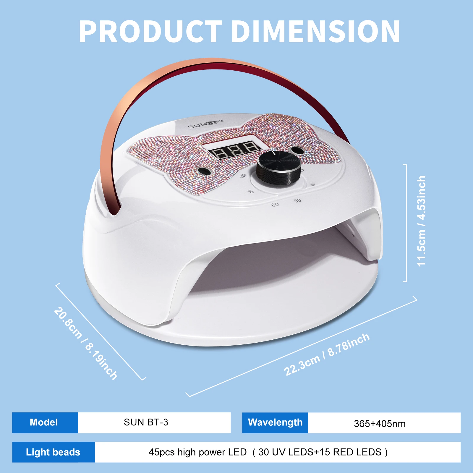 Nieuwe 45 LED-nagellamp Professionele gelnagel UV-lichtdroger met knop 4-timer LCD-scherm Snel uithardende gelnagellamp Salon Tool