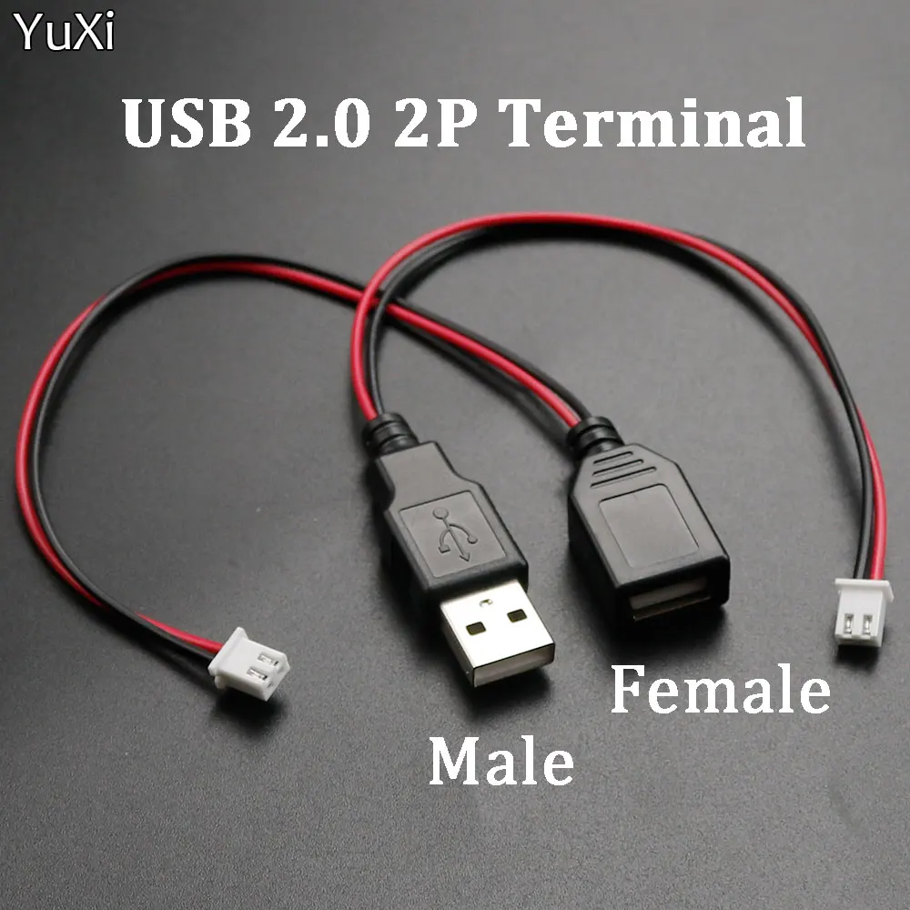 

USB 2.0 Male Female to XH2.54-2P Terminal wire 2-core Power Cable, USB Socket to Terminal Adapter Cable Plug Socket Connector