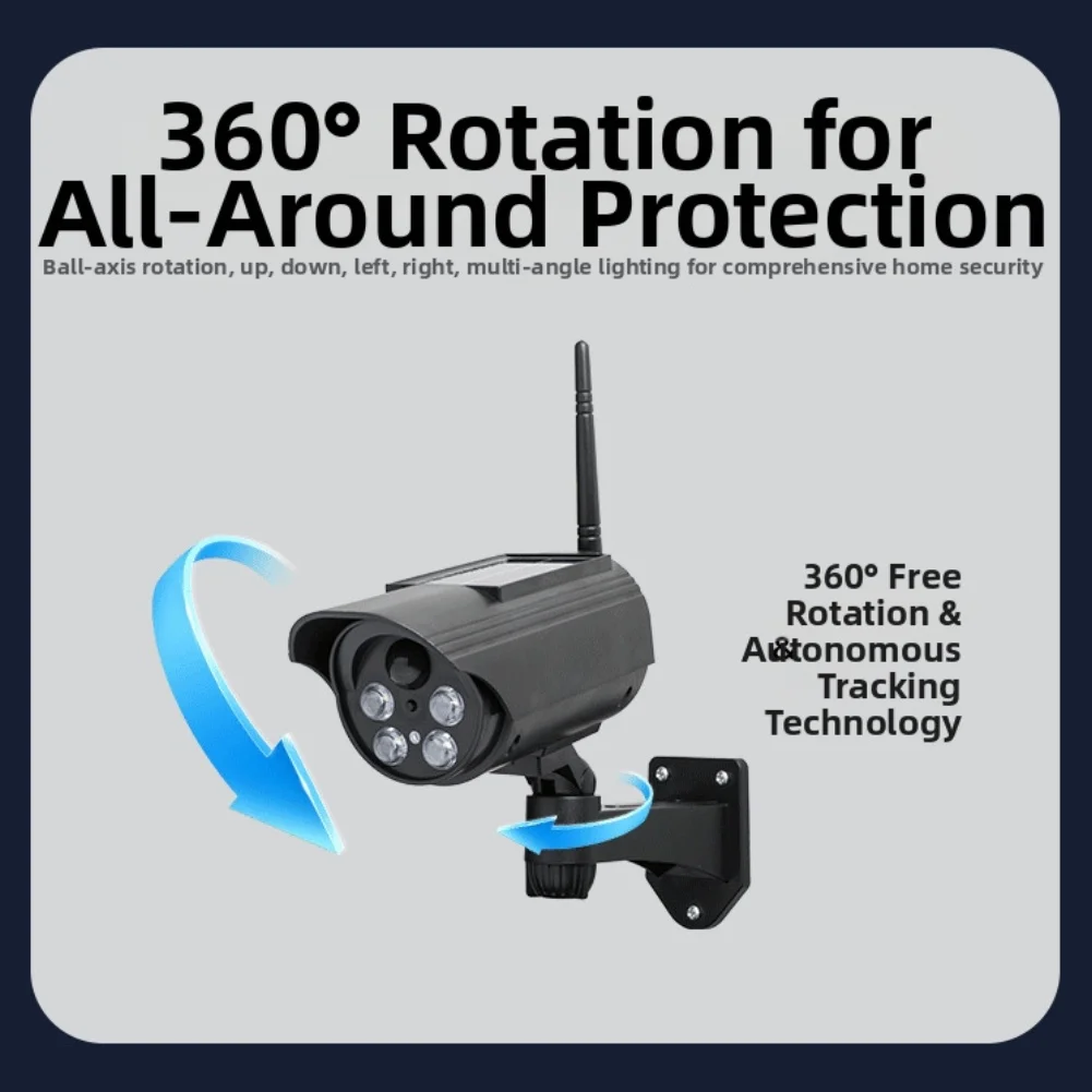 Realistic Solar Powered Dummy Security Camera with Flashing LED and Induction Rotation for Front Door Protection